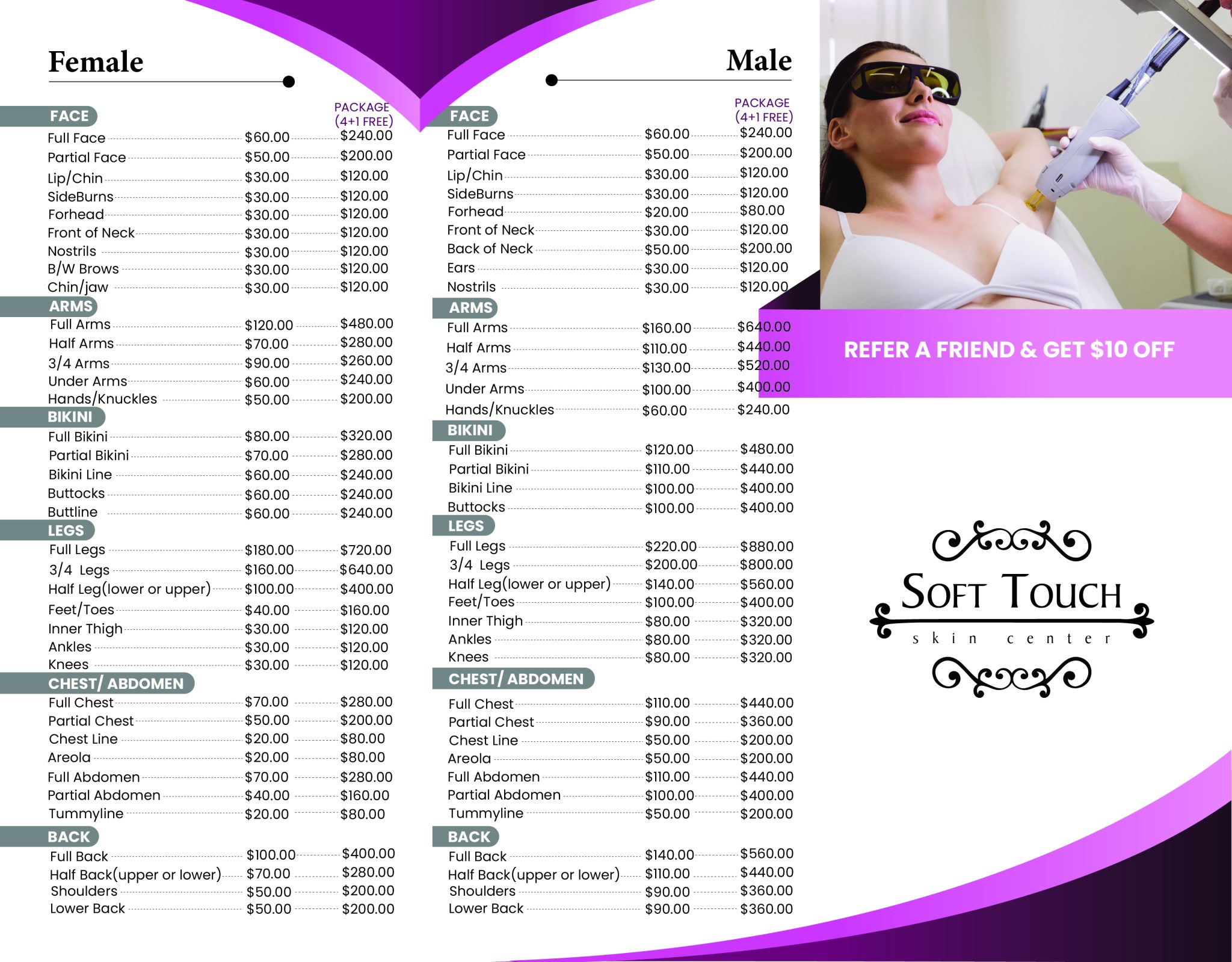 Pricelist in Oxnard, CA Soft Touch Skin Center